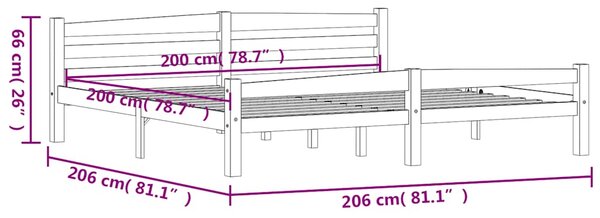 Rám postele bez matrace Tmavě šedý masiv borovice 200x200 cm 322095