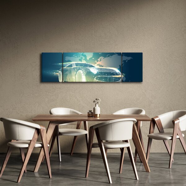 Obraz auta z geometrických tvarů (170x50 cm)