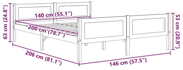 Rám postele masivní borové dřevo medově hnědý 140 x 200 cm 322113