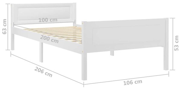 Rám postele masivní borové dřevo bílý 100 x 200 cm 322104