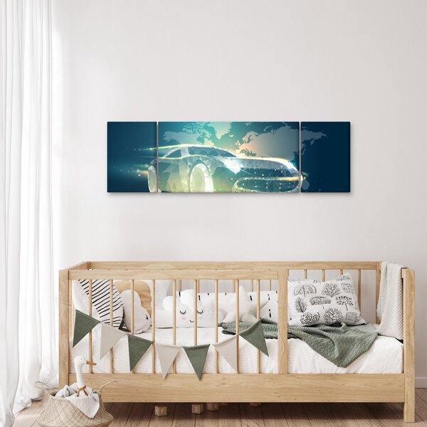Obraz auta z geometrických tvarů (170x50 cm)
