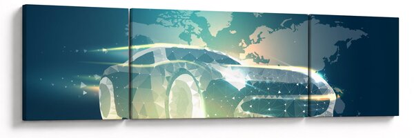 Obraz auta z geometrických tvarů (170x50 cm)