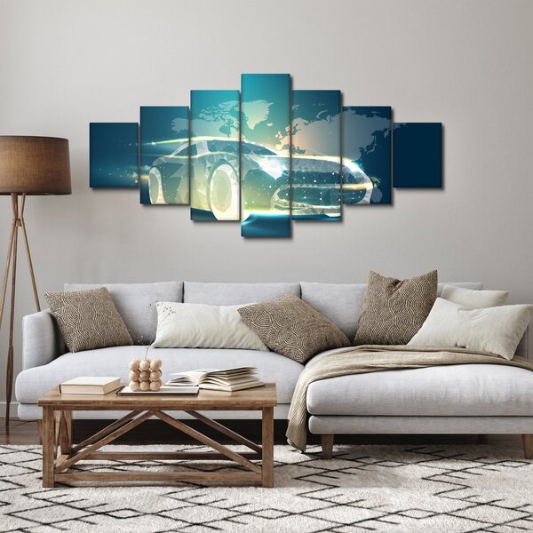 Obraz auta z geometrických tvarů (210x100 cm)