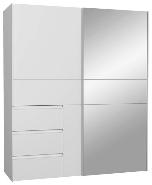 ŠATNÍ SKŘÍŇ SE ZRCADLEM, bílá, barvy hliníku, 170/200/61 cm Carryhome - Šatní skříně