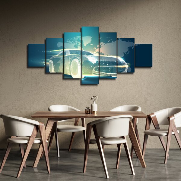 Obraz auta z geometrických tvarů (210x100 cm)