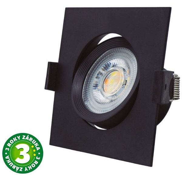 Prémiové výklopné podhledové bodové LED svítidlo 7W 510lm CCT černé čtverec 8,5cm, 3 roky