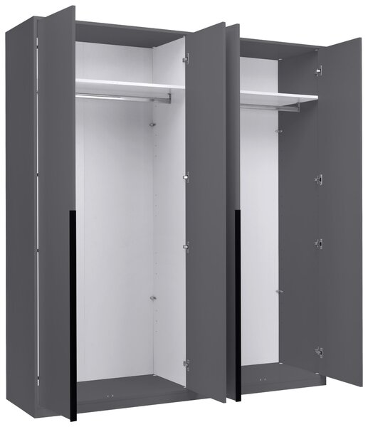 ŠATNÍ SKŘÍŇ S OTOČNÝMI DVEŘMI, barvy grafitu, 185/211/53 cm P & B - Šatní skříně, Online Only