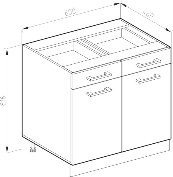 Spodní skříňka kuchyňské linky Vicco R-Line Ušlechtilá šedá 80 cm , PD Antracit, Model 46675
