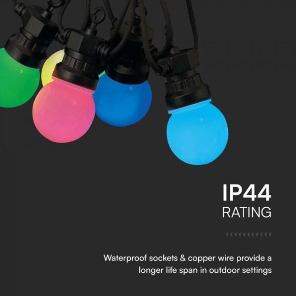 LED RGB Venkovní řetěz STRING 13 m 15xLED/0,5W/230V IP44