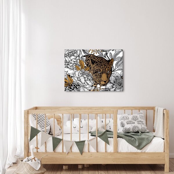 Obraz - Leopard mezi květy (70x50 cm)
