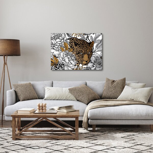 Obraz - Leopard mezi květy (70x50 cm)