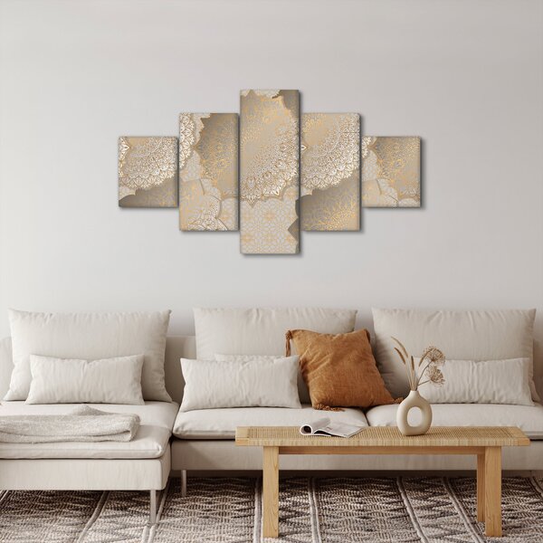 Obraz - Mandaly ve zlatých tónech (125x70 cm)