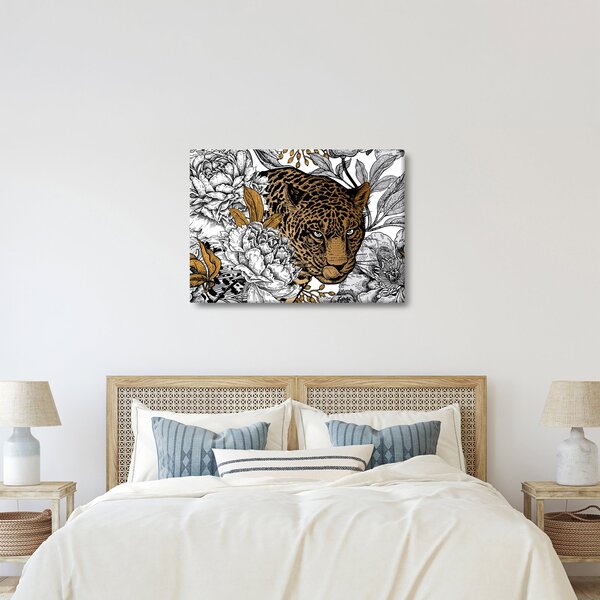 Obraz - Leopard mezi květy (70x50 cm)