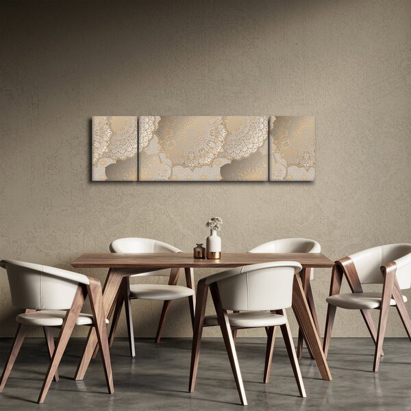 Obraz - Mandaly ve zlatých tónech (170x50 cm)