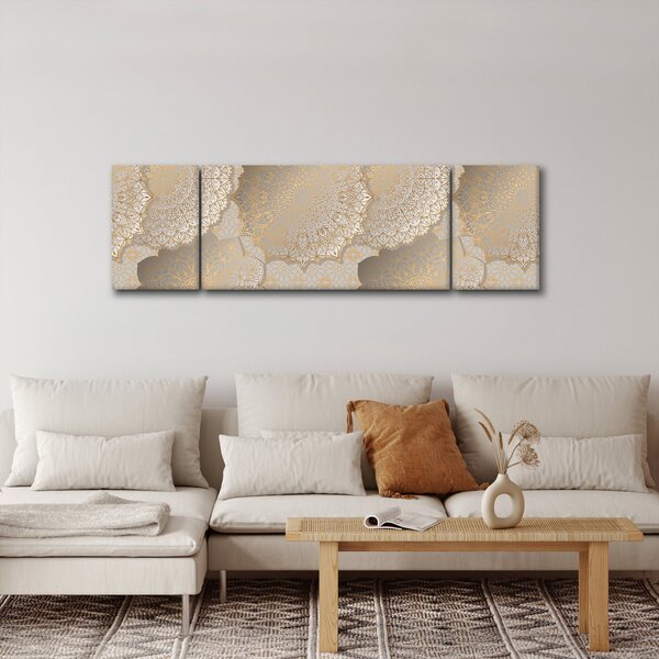 Obraz - Mandaly ve zlatých tónech (170x50 cm)