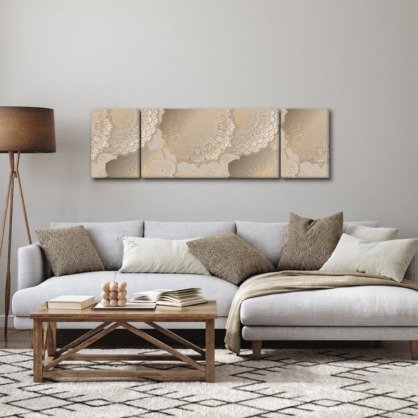 Obraz - Mandaly ve zlatých tónech (170x50 cm)