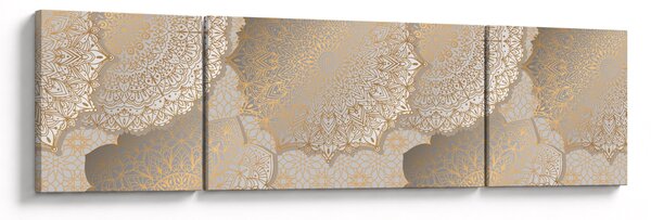 Obraz - Mandaly ve zlatých tónech (170x50 cm)