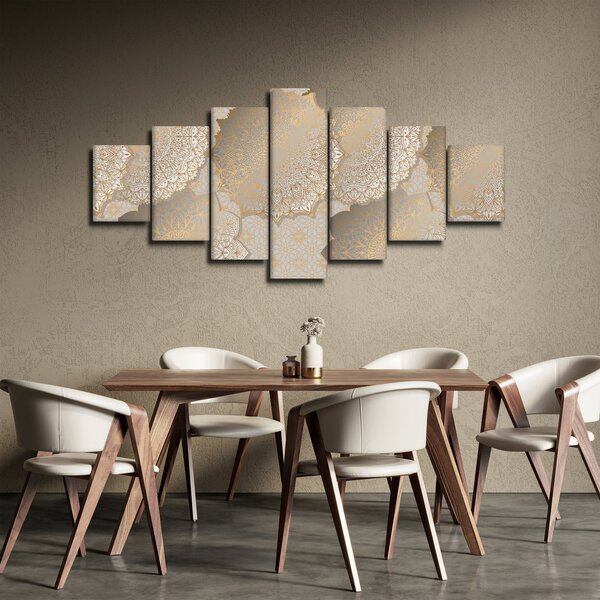 Obraz - Mandaly ve zlatých tónech (210x100 cm)