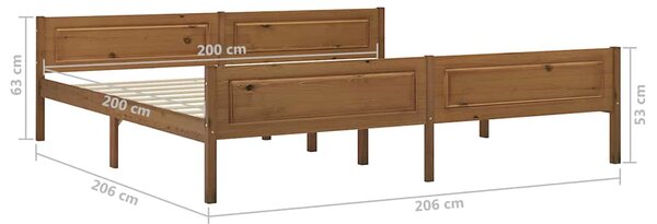 Rám postele masivní borové dřevo medově hnědý 200 x 200 cm 322116