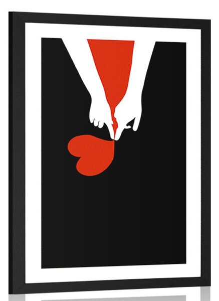Plakát s paspartou spojení dvou srdcí