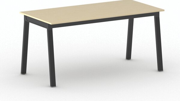 Jednací kancelářský stůl PRIMO BASIC, 160x80 cm, černá podnož, bříza