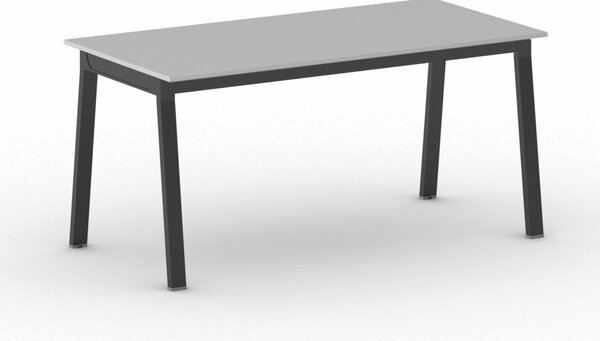 Jednací kancelářský stůl PRIMO BASIC, 160x80 cm, černá podnož, šedá