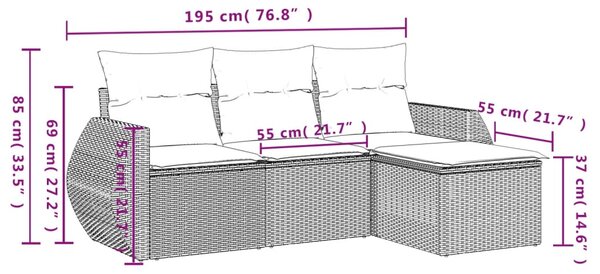 4dílná zahradní sedací souprava s poduškami béžová polyratan 3221268