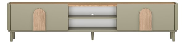 TV stolek Amilio 220 cm na nožkách - eukalyptus / dub baltic dune / úchytky dub přírodní