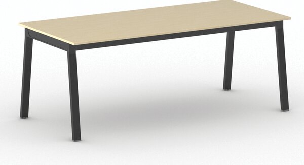 Jednací kancelářský stůl PRIMO BASIC, 200x90 cm, černá podnož, bříza