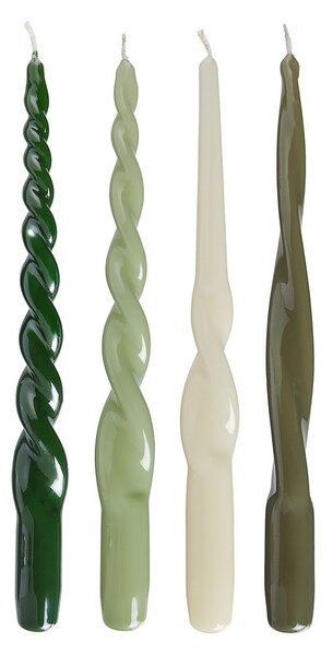 TWISTED Sada svíček 4 ks 29 cm - zelená