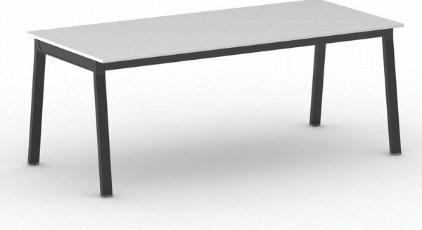 Jednací kancelářský stůl PRIMO BASIC, 200x90 cm, černá podnož, bílá