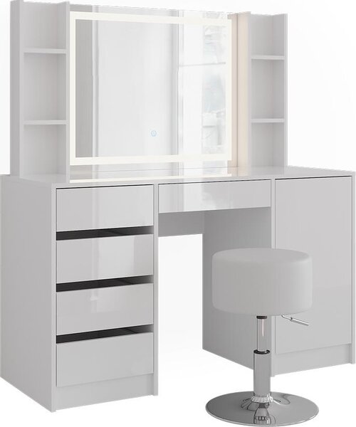 Toaletní stolek Vicco Sherry Bílá/bílý vysoký lesk 128.2 cm 5 dílů, Model 57644