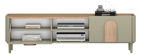 TV stolek Amilio 170 cm na nožkách - eukalyptus / dub baltic dune / úchytky dub přírodní