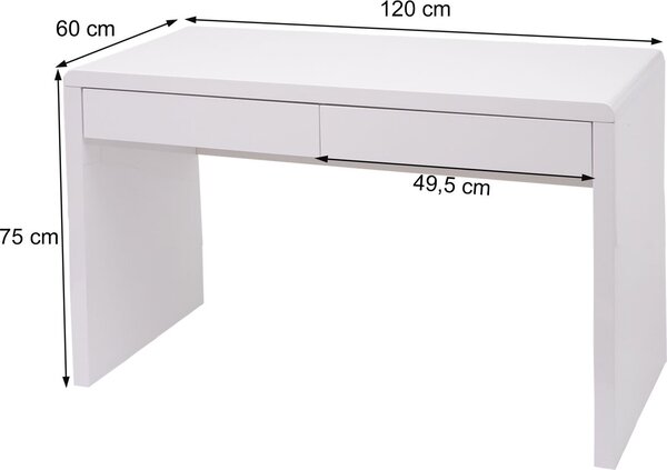Toaletní stolek HWC-G51, toaletní kosmetický stolek, vysoký lesk bílý 120x60cm