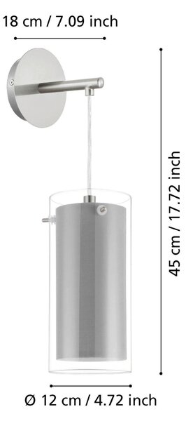 NÁSTĚNNÉ SVÍTIDLO, 12/44,5 cm Eglo - Online Only svítidla, Online Only