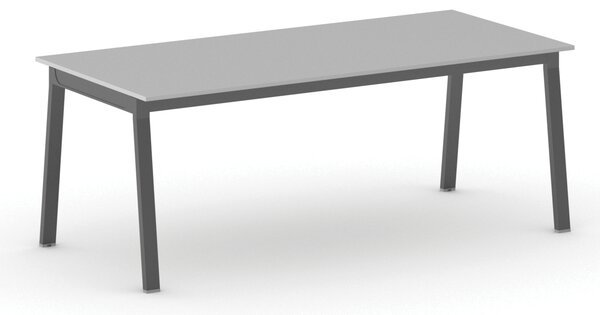 Jednací kancelářský stůl PRIMO BASIC, 200x90 cm, černá podnož, šedá