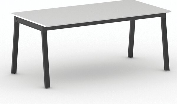 Jednací kancelářský stůl PRIMO BASIC, 180x90 cm, černá podnož, bílá