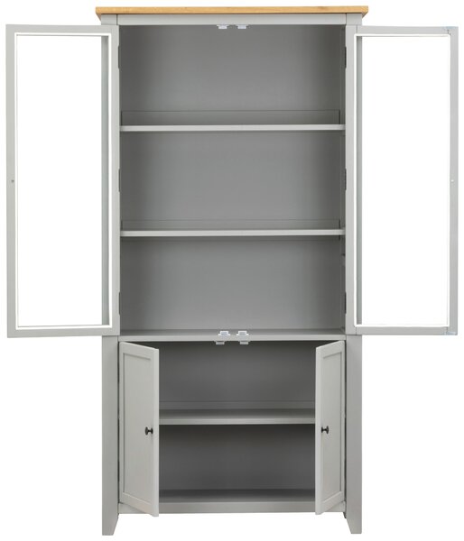 VITRÍNA, dub, borovice, šedá, čiré, přírodní barvy, 100/195/43 cm MID.YOU - Kredence a vitríny, Online Only