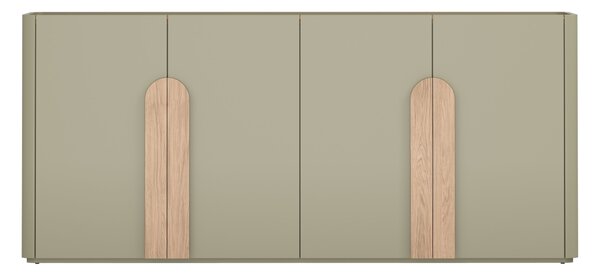 Komoda Amilio 200 cm čtyřdveřová - eukalyptus / dub baltic dune / úchyty dub přírodní