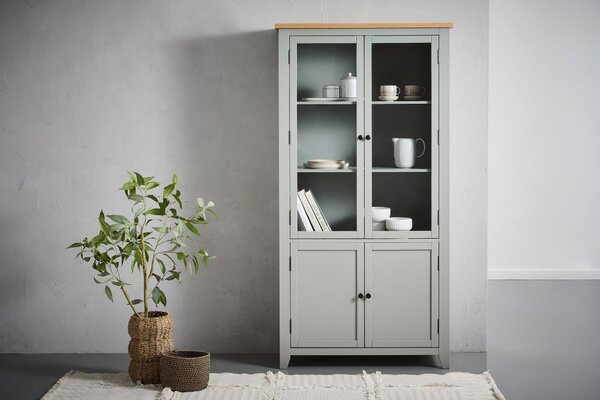 VITRÍNA, dub, borovice, šedá, čiré, přírodní barvy, 100/195/43 cm MID.YOU - Kredence a vitríny, Online Only