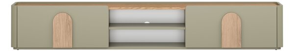 TV stolek Amilio 220 cm se zásuvkou - eukalyptus / dub baltic dune / úchyty dub přírodní