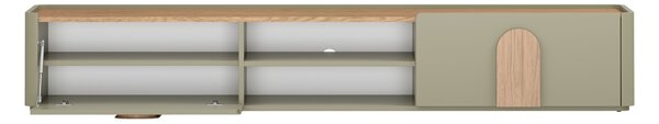 TV stolek Amilio 220 cm se zásuvkou - eukalyptus / dub baltic dune / úchyty dub přírodní