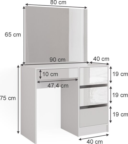 Toaletní stolek Vicco Sherry Bílá 90 cm, Model 39576