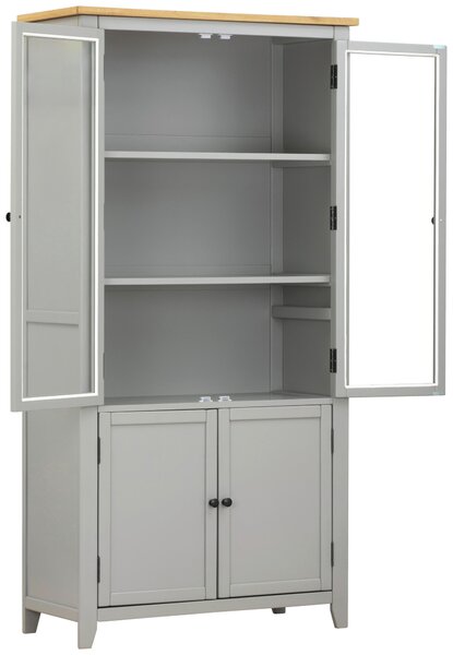 VITRÍNA, dub, borovice, šedá, čiré, přírodní barvy, 100/195/43 cm MID.YOU - Kredence a vitríny, Online Only