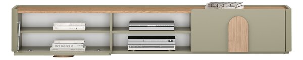 TV stolek Amilio 220 cm se zásuvkou - eukalyptus / dub baltic dune / úchyty dub přírodní