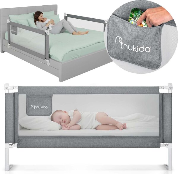 Nukido NK-227 Ochranná zábrana na postel 160 cm, šedá