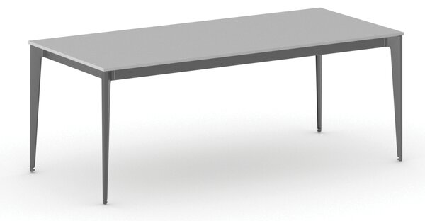 Jednací kancelářský stůl PRIMO ACTION, 200x90 cm, černá podnož, šedá