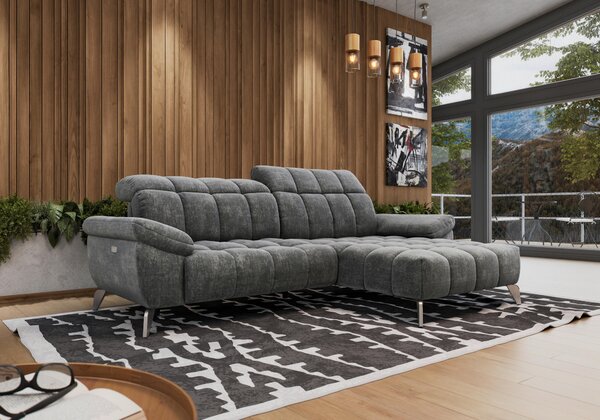 SEDACÍ SOUPRAVA, kov, textil, tmavě šedá Xora - Sedací soupravy