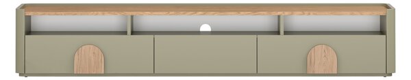 TV skříňka Amilio 200 cm s šuplíky - eukalyptus / dub baltic dune / úchyty dub přírodní