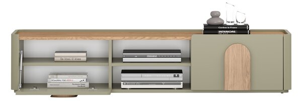TV stolek Amilio 170 cm - eukalyptus / dub baltic dune / úchytky dub přírodní
